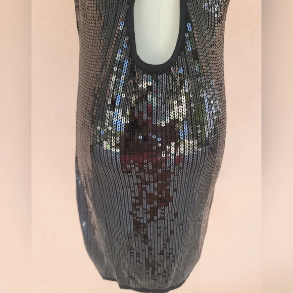 Bebe Black Sequins Minidress Y2K - Picture 4 of 11